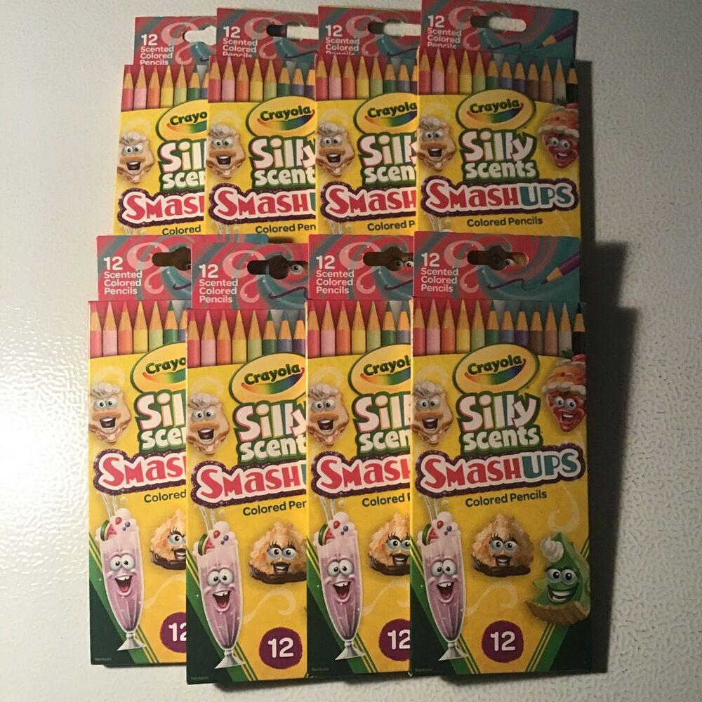 Lot of 8 Crayola Silly Scents Smash Ups Colored Pencils 12ct Scented Packs New